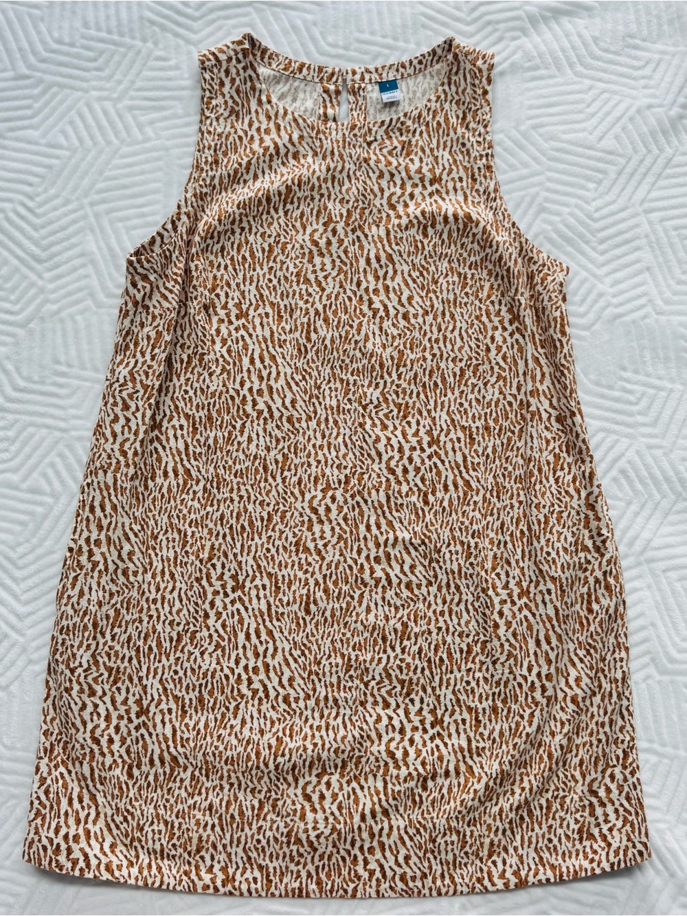 Old Navy Linen Blend Mini Shift Brown Animal Print Dress L